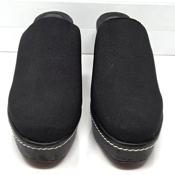 DONALD PLINER Black Mules Platform Wedge Textile Slides Womens 9 Shoes Clog Boho - Picture 4 of 10